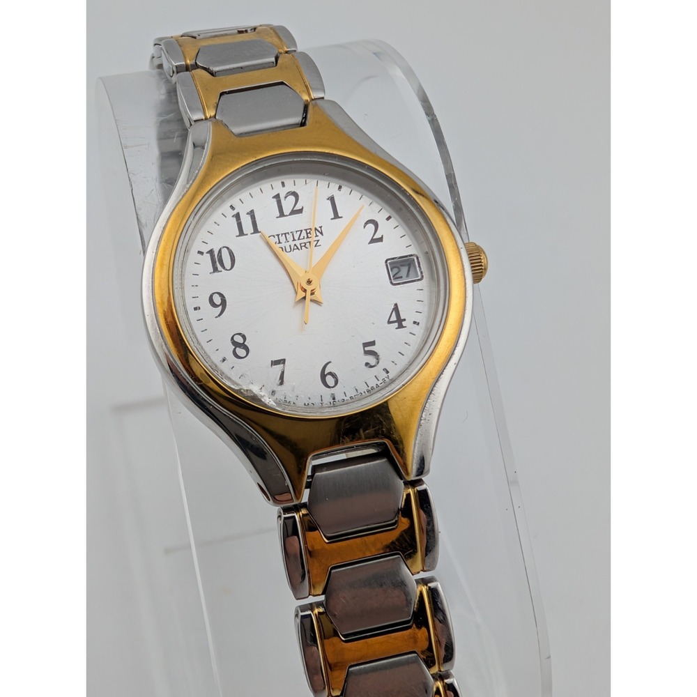 Citizen Women's Watch 23mm Silver Two Tone Date 6.5" Band- New Battery